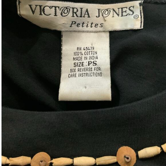 Victoria Jones Shirt Womens S Petite Sea Life Embroidered Fish Coral Beaded Tee - Picture 9 of 9